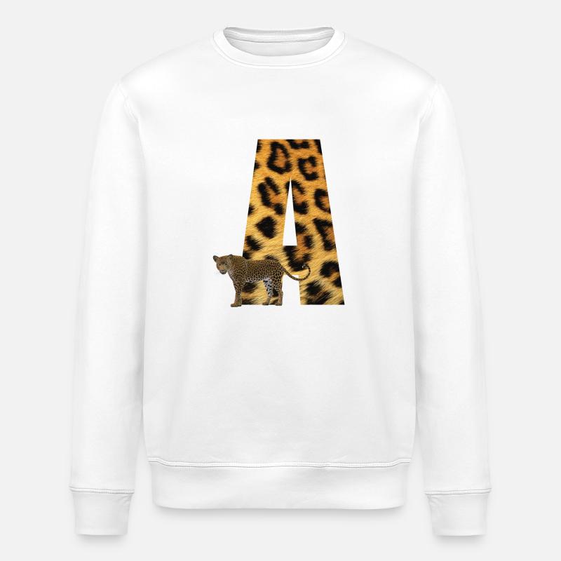 leopard a - Stanley/Stella ROLLER Unisex Organic Sweatshirt - white