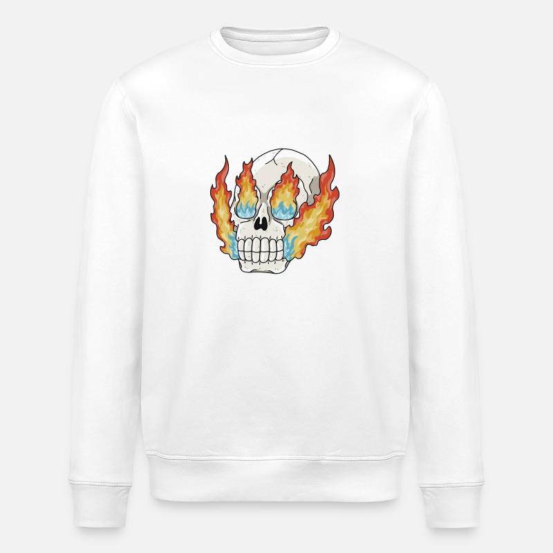 Crâne ardent - Sweat bio ROLLER Stanley/Stella Unisexe - blanc