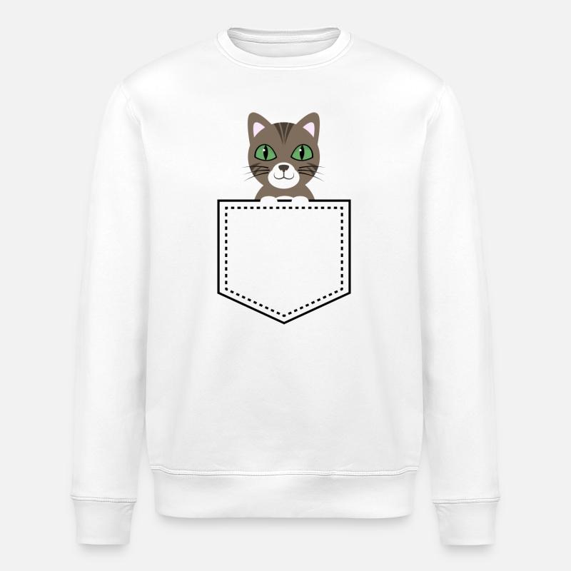 Taschentier Katze braun getigert - Stanley/Stella Unisex Bio-Sweatshirt ROLLER - Weiß