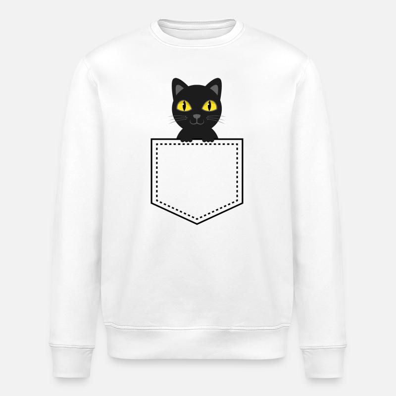 Taschentier schwarze Katze - Stanley/Stella Unisex Bio-Sweatshirt ROLLER - Weiß