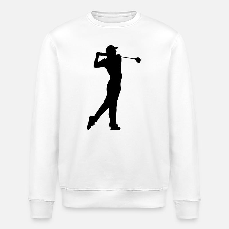 Golf player shadow image logo - Stanley/Stella ROLLER Unisex Organic Sweatshirt - white