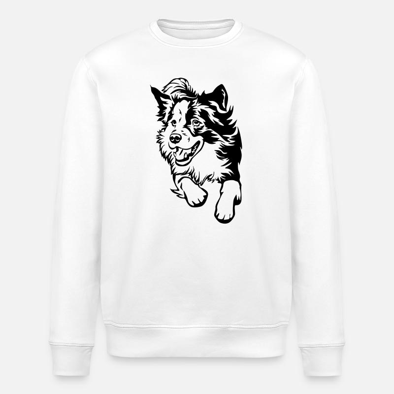 Border Collie - Stanley/Stella ROLLER Unisex Organic Sweatshirt - white
