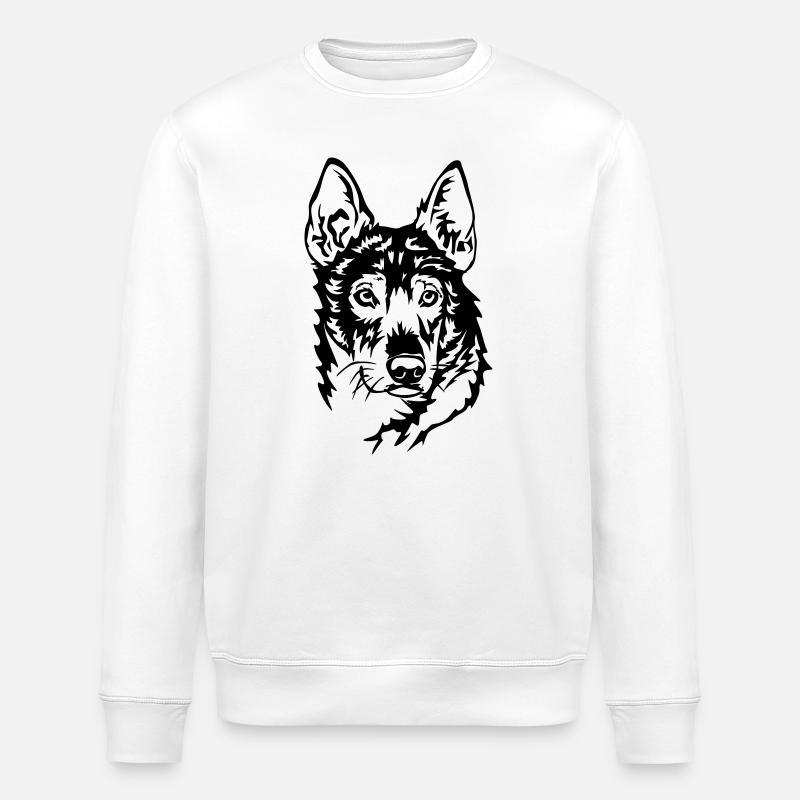 Alaskan Husky Head - Stanley/Stella ROLLER Unisex Organic Sweatshirt - white