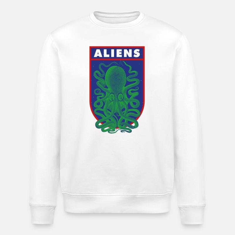 Octopus Aliens - Stanley/Stella ROLLER Unisex Organic Sweatshirt - white