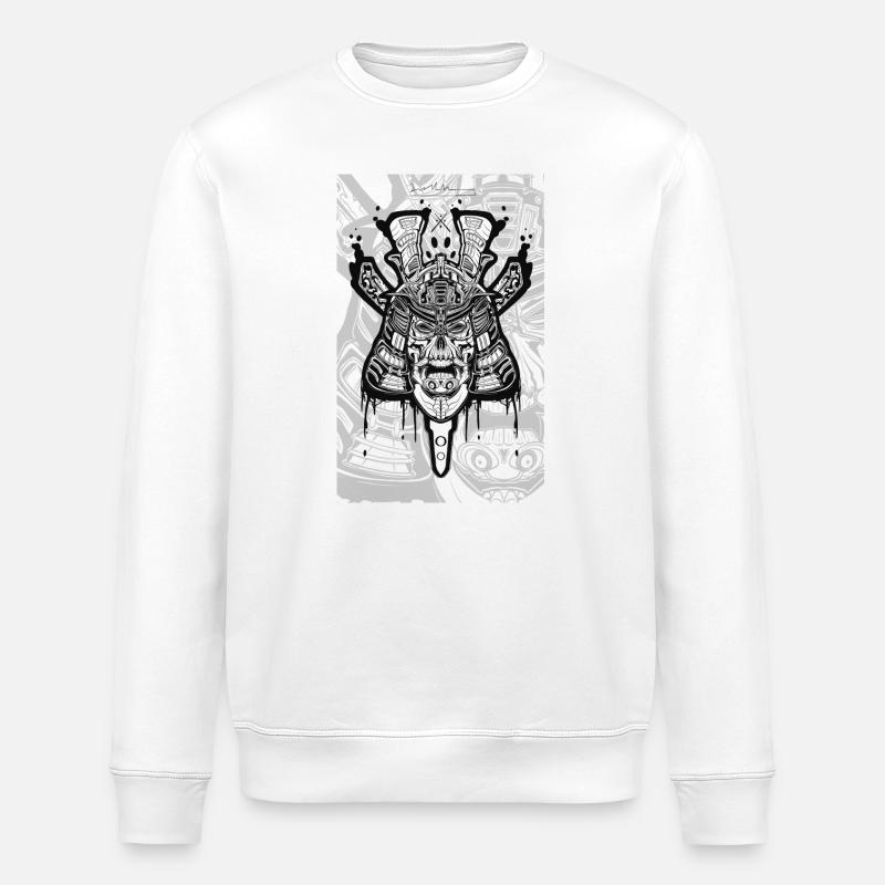 Samurai skull  - Stanley/Stella Unisex Bio-Sweatshirt ROLLER - Weiß