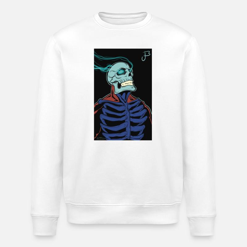 Squelette enflammé dans une cape - Sweat bio ROLLER Stanley/Stella Unisexe - blanc