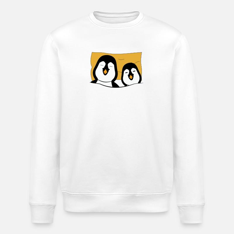2 Pinguine im Bett - Stanley/Stella Unisex Bio-Sweatshirt ROLLER - Weiß