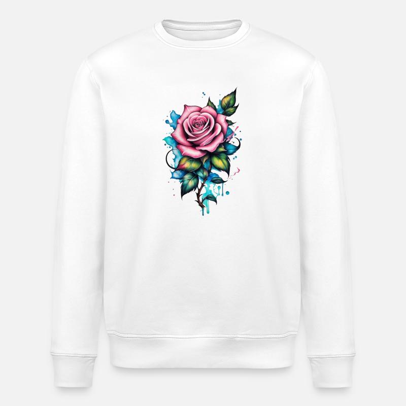 Tattoo Rose - Stanley/Stella Unisex Bio-Sweatshirt ROLLER - Weiß