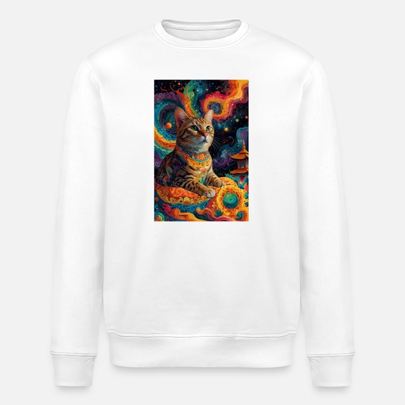 Buddha Cat - Stanley/Stella Unisex Bio-Sweatshirt ROLLER - Weiß