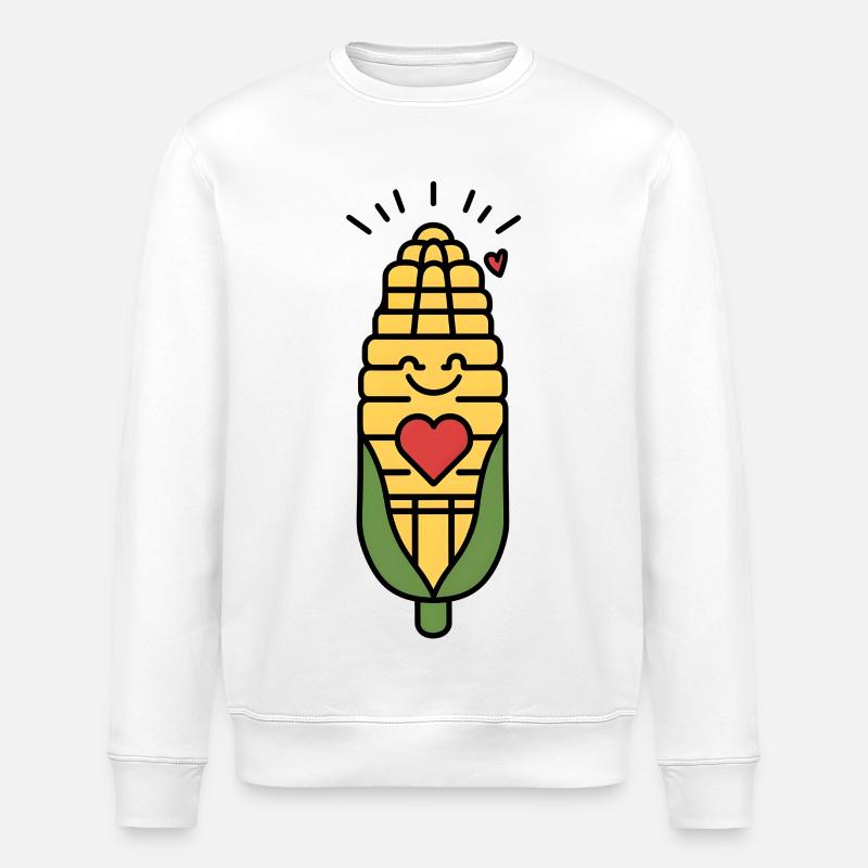 Lächelnder Mais mit Herz - Stanley/Stella Unisex Bio-Sweatshirt ROLLER - Weiß