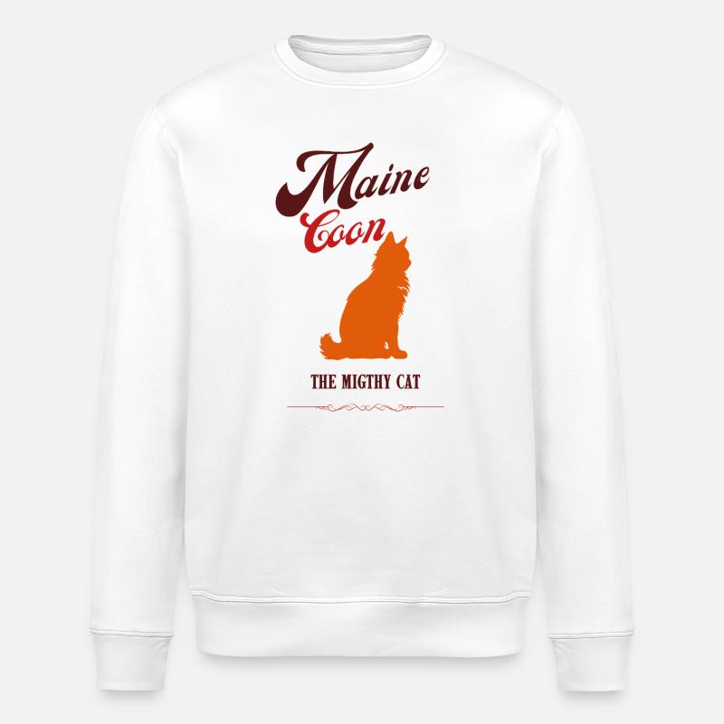 Chat Maine Coon retro caramel - Sweat bio ROLLER Stanley/Stella Unisexe - blanc