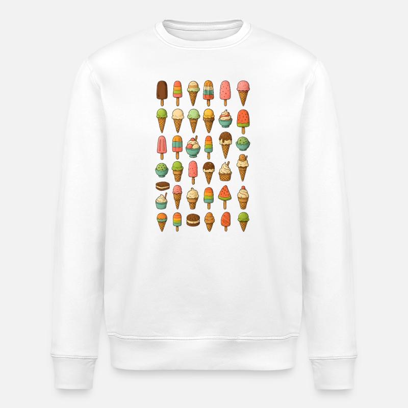 Bunte Eiscreme Vielfalt - Stanley/Stella Unisex Bio-Sweatshirt ROLLER - Weiß
