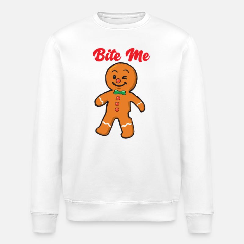 Gingerbread man bite me - Stanley/Stella ROLLER Unisex Organic Sweatshirt - white