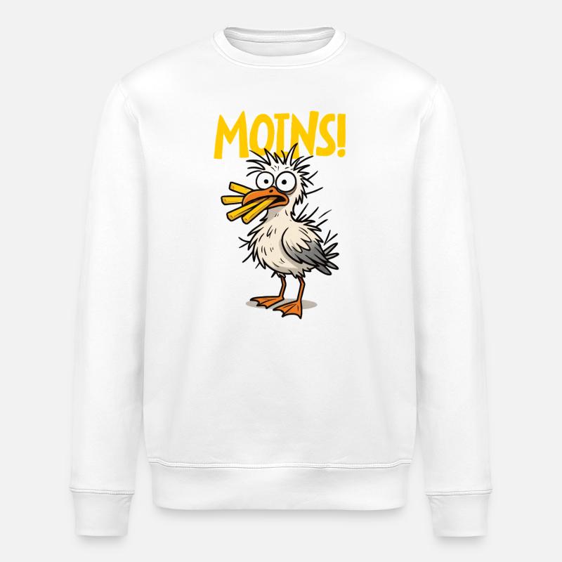 Moins Komische Möwe Mit Pommes - Stanley/Stella Unisex Bio-Sweatshirt ROLLER - Weiß