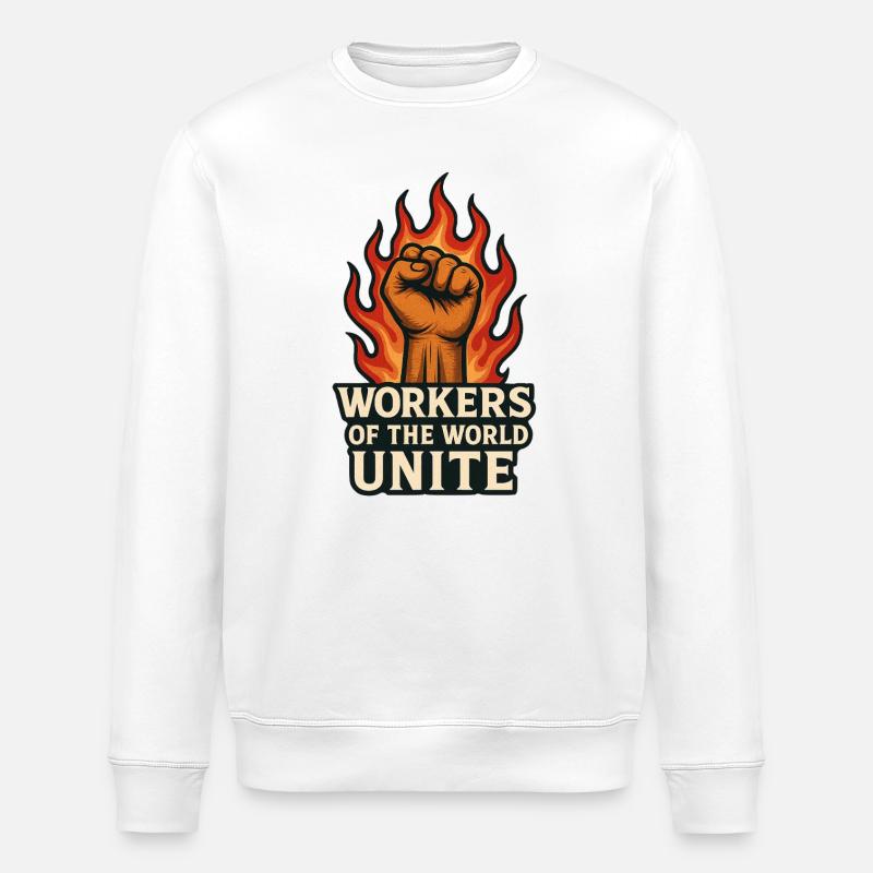 Fists and flames – Arbeiterwelt Unite - Stanley/Stella ROLLER Unisex Organic Sweatshirt - white