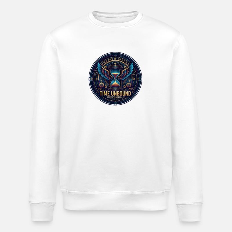 Time Unbound – Steampunk-Sanduhr mit Flügeln - Stanley/Stella Unisex Bio-Sweatshirt ROLLER - Weiß