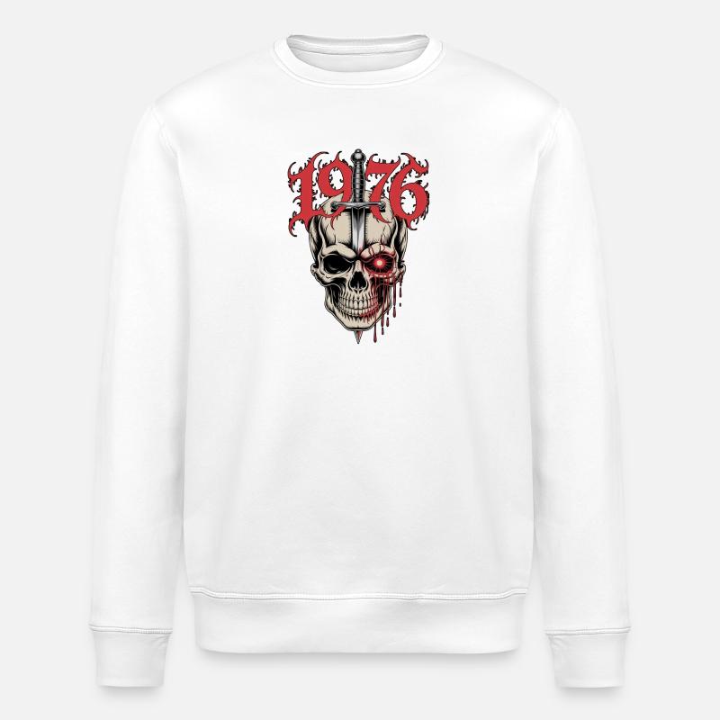 Schädel mit Dolch 1976 - Stanley/Stella Unisex Bio-Sweatshirt ROLLER - Weiß