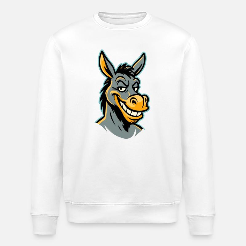 Âne souriant espiègle - Sweat bio ROLLER Stanley/Stella Unisexe - blanc