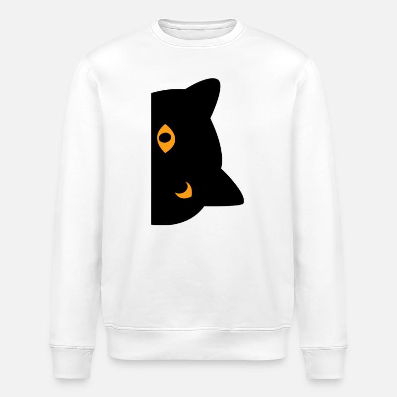 schwarze Katze - Stanley/Stella Unisex Bio-Sweatshirt ROLLER - Weiß