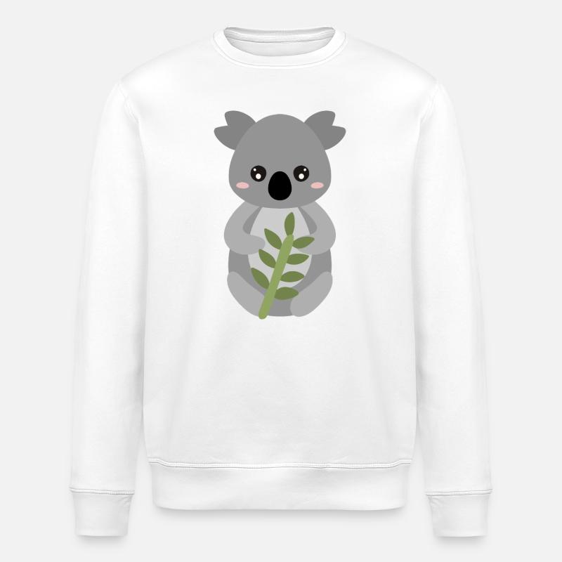 Koala à l’étreinte de feuille - Sweat bio ROLLER Stanley/Stella Unisexe - blanc