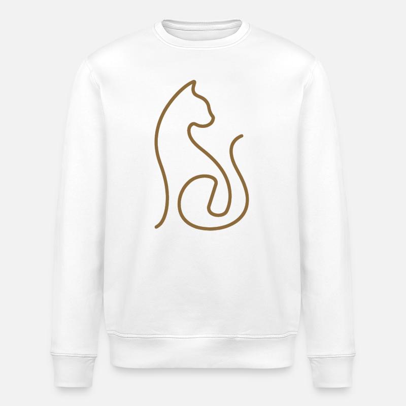 Katze Linienkunst Katzen Design - Stanley/Stella Unisex Bio-Sweatshirt ROLLER - Weiß