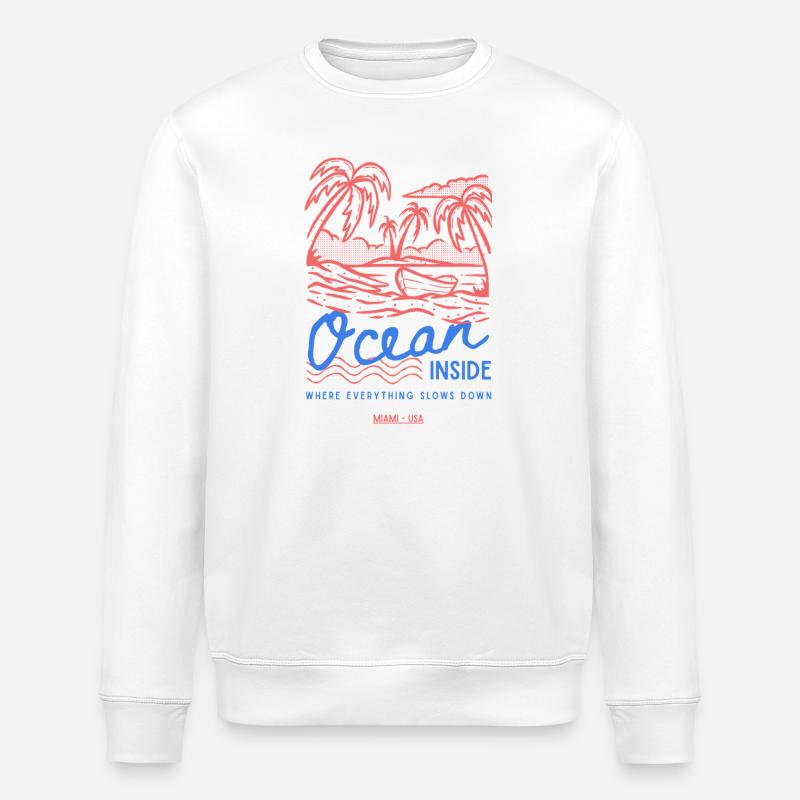 Océan à l’intérieur de Palm Island - Sweat bio ROLLER Stanley/Stella Unisexe - blanc