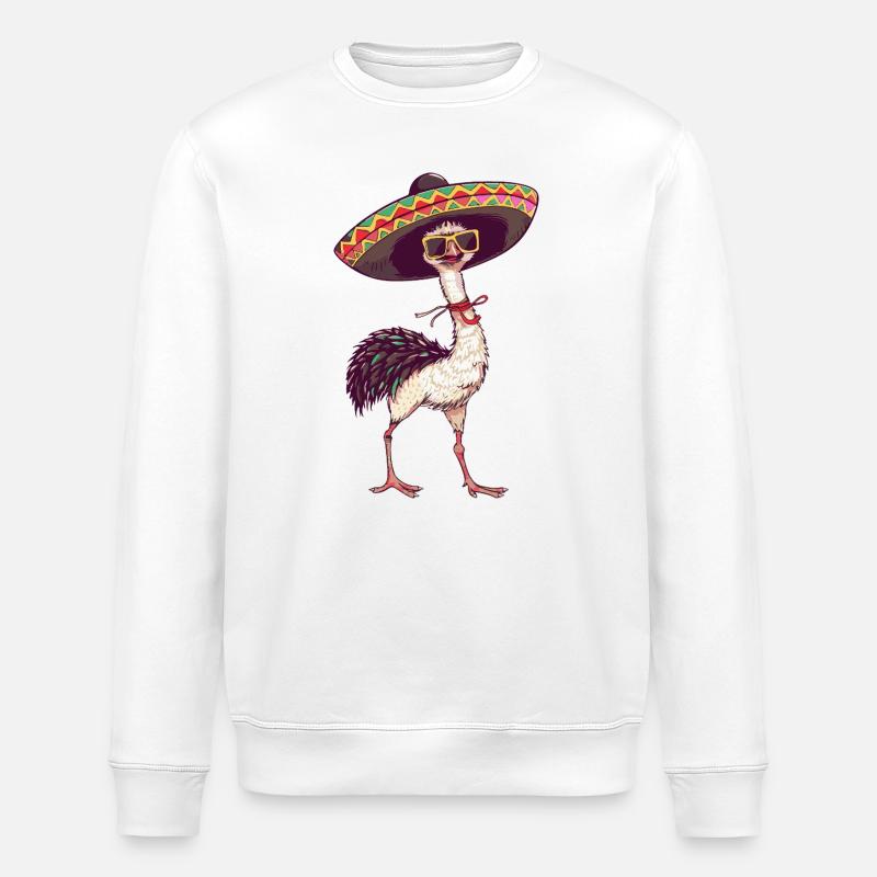 Sombrero comique drôle d’autruche - Sweat bio ROLLER Stanley/Stella Unisexe - blanc