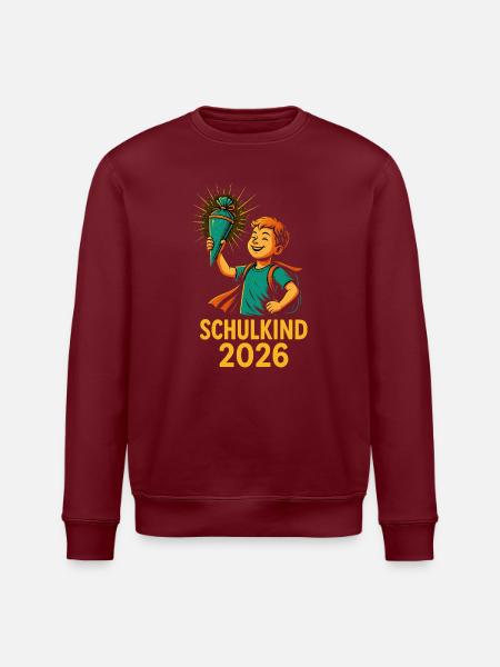 Schulkind 2026 Cartoon-Design - Stanley/Stella Unisex Bio-Sweatshirt ROLLER - Weiß