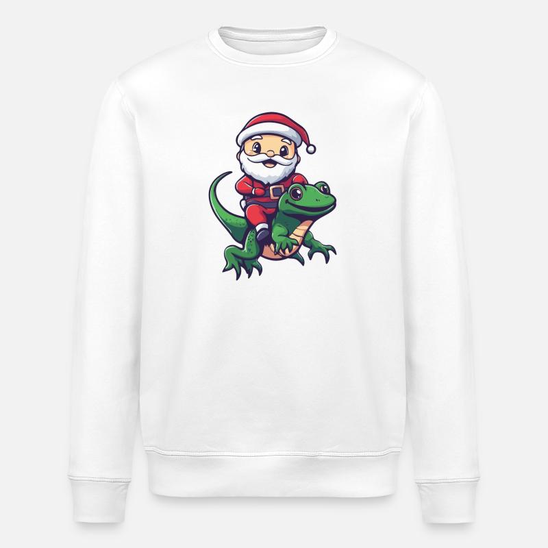 Echse Weihnachtsmann Cartoon - Stanley/Stella Unisex Bio-Sweatshirt ROLLER - Weiß