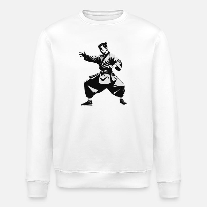 Shaolin Monk - Martial Arts Sticker - Stanley/Stella ROLLER Unisex Organic Sweatshirt - white