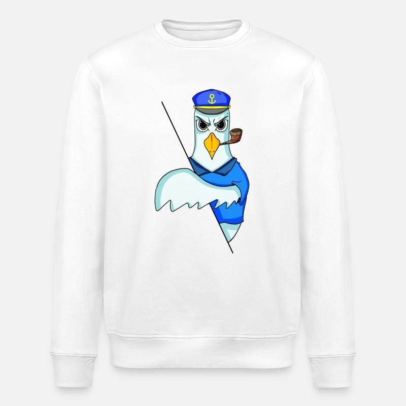 Seagull Captain - Stanley/Stella ROLLER Unisex Organic Sweatshirt - white