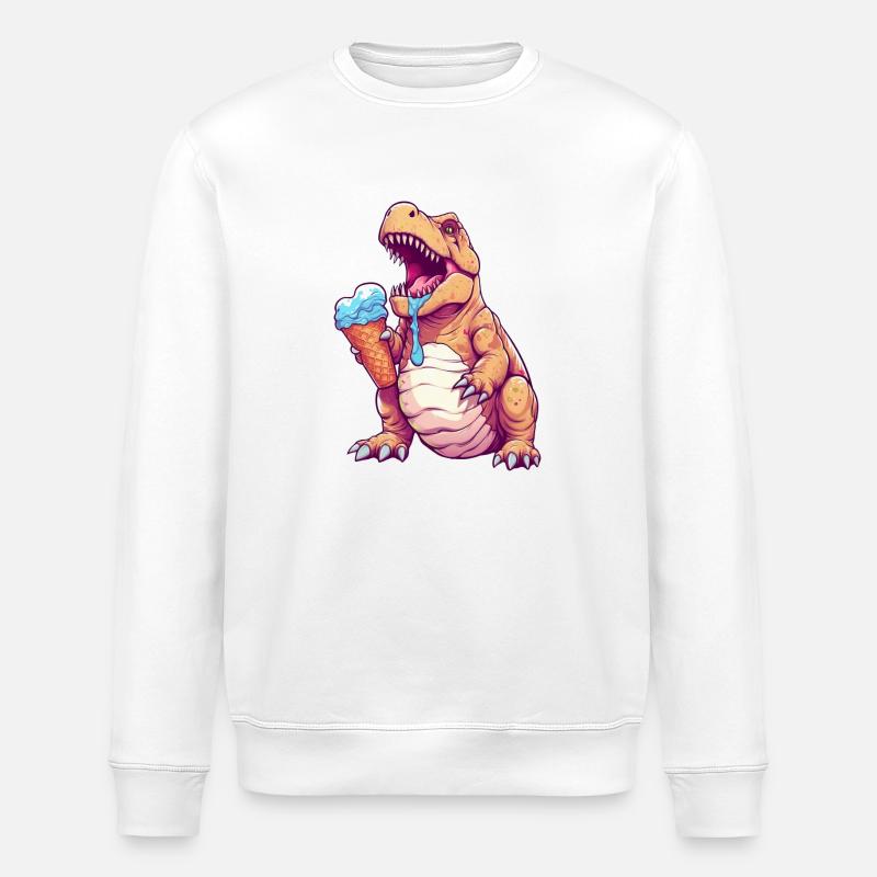 Eiscreme-Dino - Stanley/Stella Unisex Bio-Sweatshirt ROLLER - Weiß