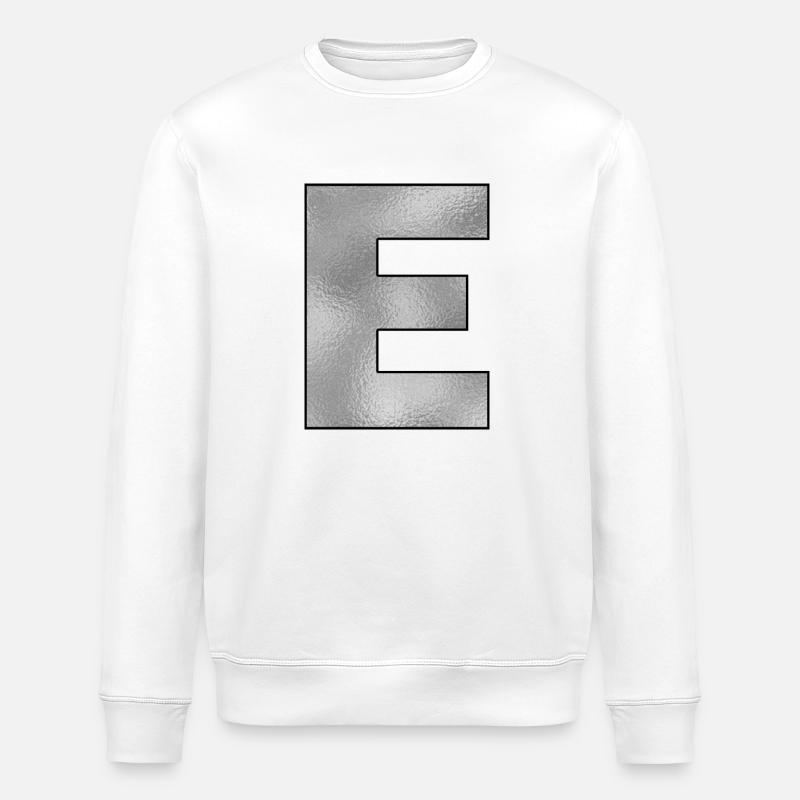 Buchstabe E Silber - Stanley/Stella Unisex Bio-Sweatshirt ROLLER - Weiß