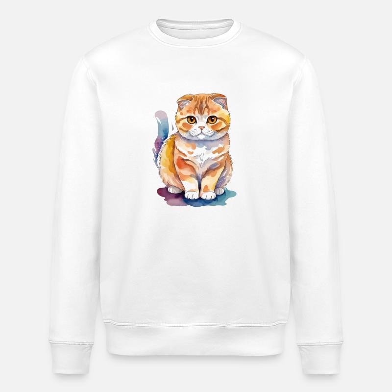 Scottish Fold Scottish Fold-Eared Cat - Stanley/Stella ROLLER Unisex Organic Sweatshirt - white