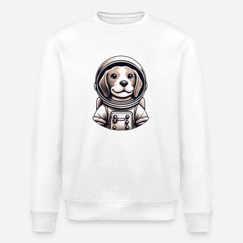 Beagle Astronaut Space Adventure - Stanley/Stella ROLLER Unisex Organic Sweatshirt - white