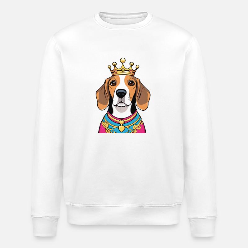 "Gekrönte Häupter" - Beagle - Stanley/Stella Unisex Bio-Sweatshirt ROLLER - Weiß