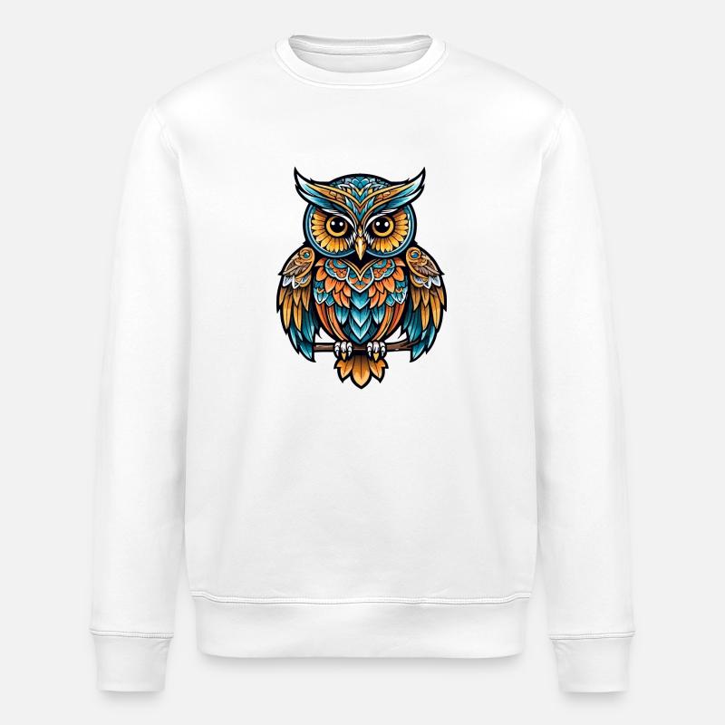 Eule Neo Traditional - Stanley/Stella Unisex Bio-Sweatshirt ROLLER - Weiß