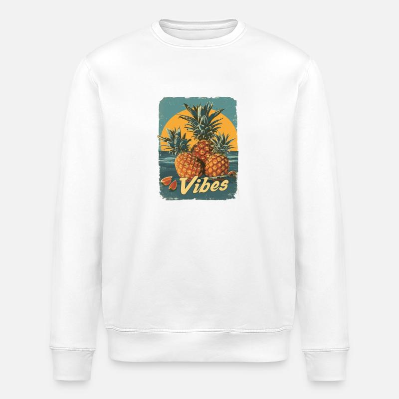 Ananas-Sonnenbrille Obst Retro-Stil für - Stanley/Stella Unisex Bio-Sweatshirt ROLLER - Weiß