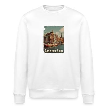 Vintage Amsterdam Kanal Niederlande Holland - Stanley/Stella Unisex Bio-Sweatshirt ROLLER - Weiß - Vorne - Nik (191cm)