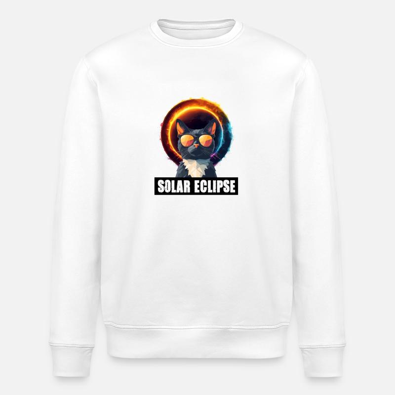 Sonnenfinsternis Katze - Stanley/Stella Unisex Bio-Sweatshirt ROLLER - Weiß
