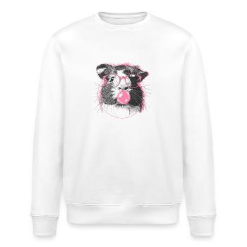 Meerschweinchen mit Sonnenbrille Bubblegum - Stanley/Stella Unisex Bio-Sweatshirt ROLLER - Weiß - Vorne - Nik (191cm)
