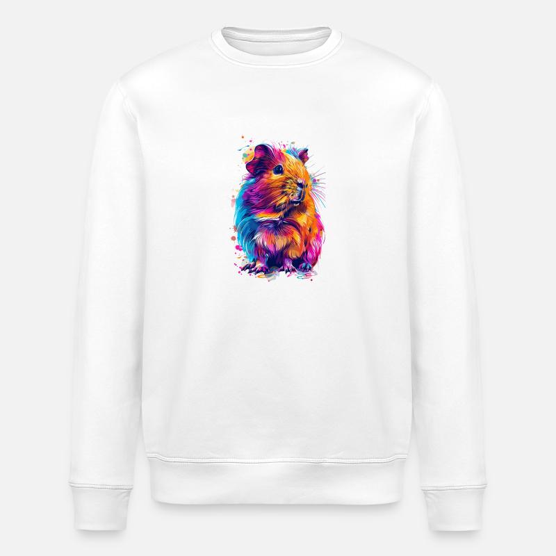 Buntes Hipster-Meerschweinchen - Stanley/Stella Unisex Bio-Sweatshirt ROLLER - Weiß