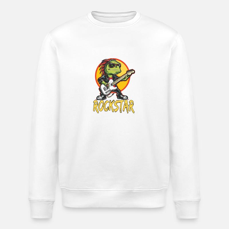 Reptil-Musiker mit E-Gitarre - Stanley/Stella Unisex Bio-Sweatshirt ROLLER - Weiß