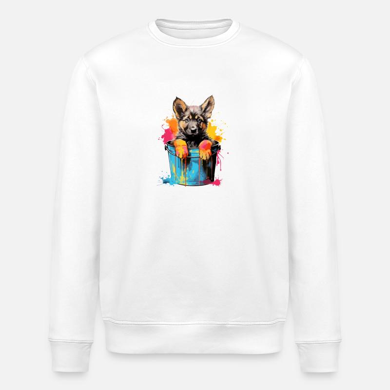 Deutscher Schäferhund Hund Hunderasse - Stanley/Stella Unisex Bio-Sweatshirt ROLLER - Weiß