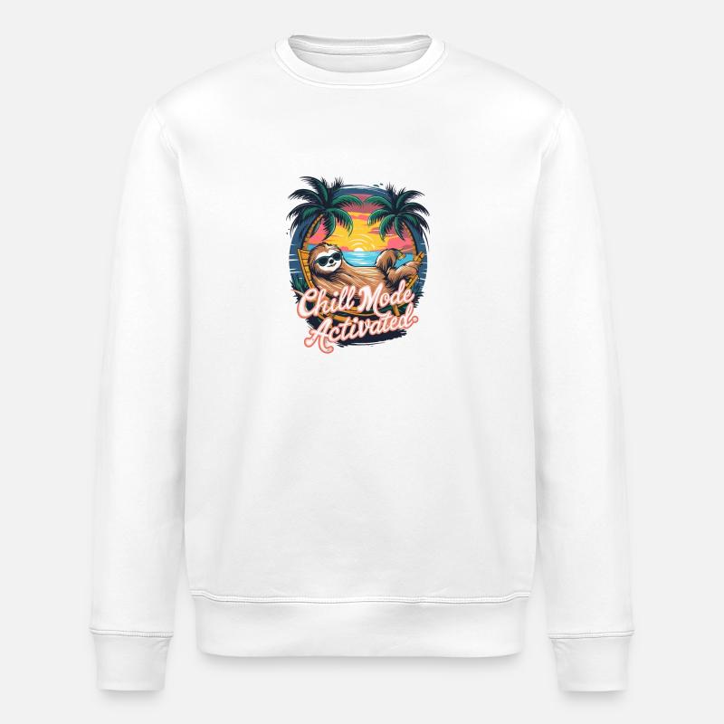Chill-Modus Aktiviert Faultier Hängematte Strand - Stanley/Stella Unisex Bio-Sweatshirt ROLLER - Weiß