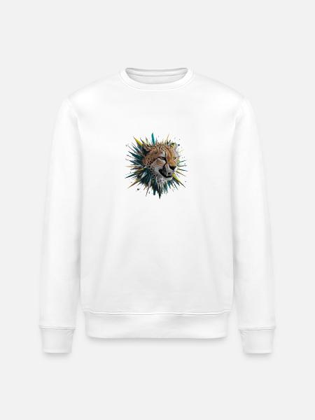 Leopard Raubkatze - Stanley/Stella Unisex Bio-Sweatshirt ROLLER - Weiß