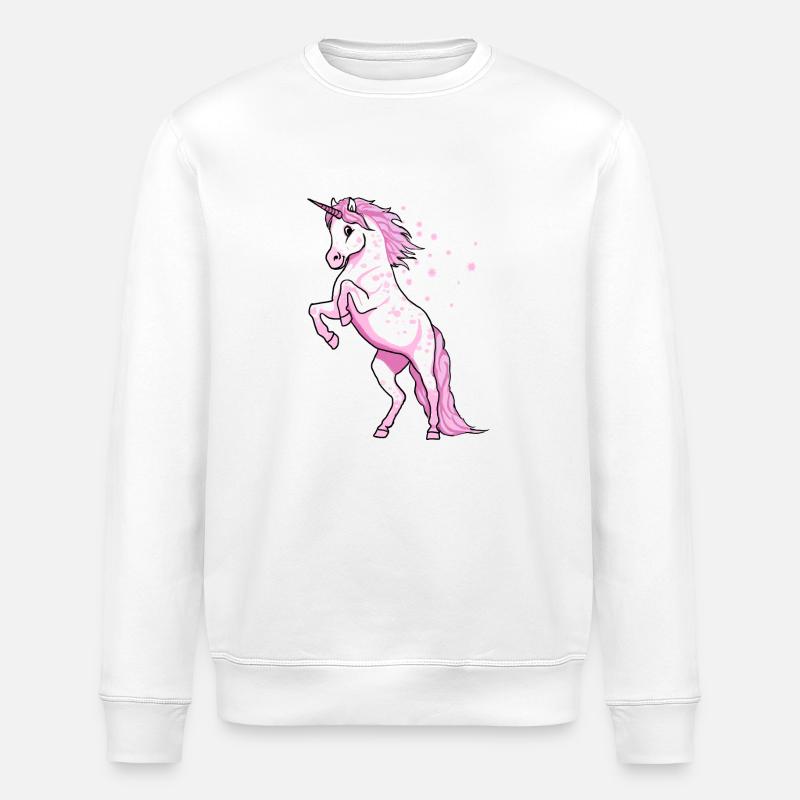 Pünktchen Einhorn Rosa - Stanley/Stella Unisex Bio-Sweatshirt ROLLER - Weiß