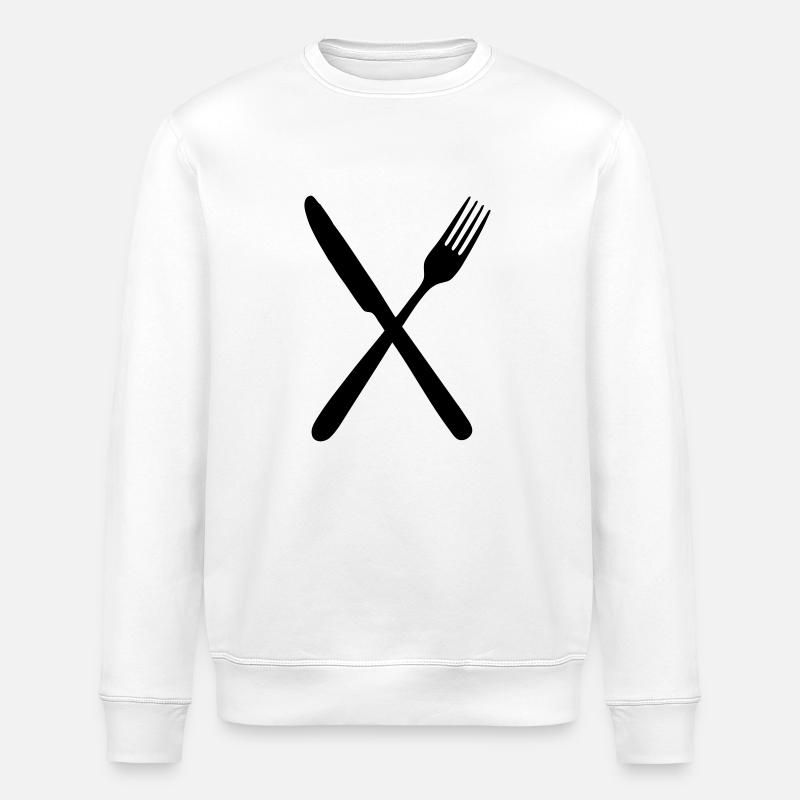 Fork and knife - Stanley/Stella ROLLER Unisex Organic Sweatshirt - white