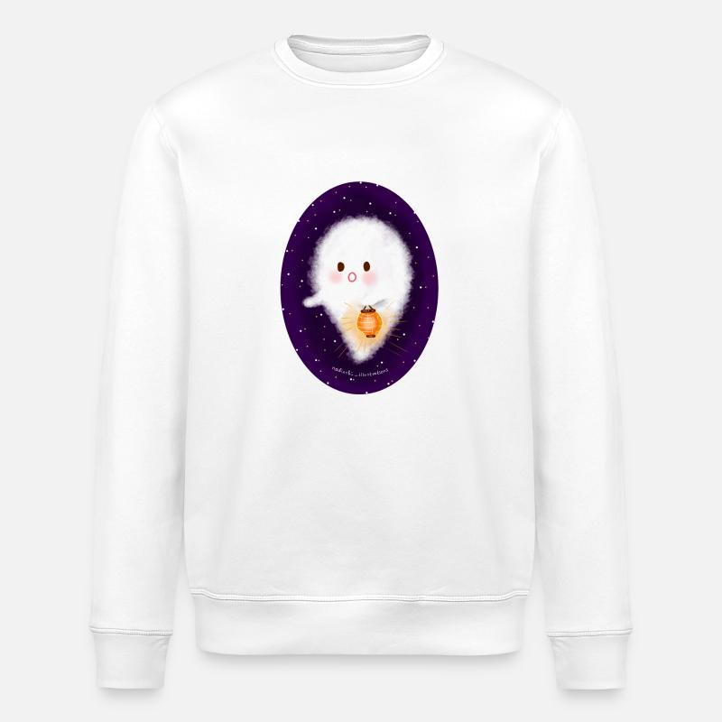 Ghost with lantern - Stanley/Stella ROLLER Unisex Organic Sweatshirt - white