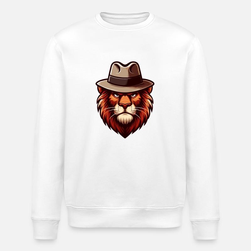 Lion avec chapeau - Sweat bio ROLLER Stanley/Stella Unisexe - blanc